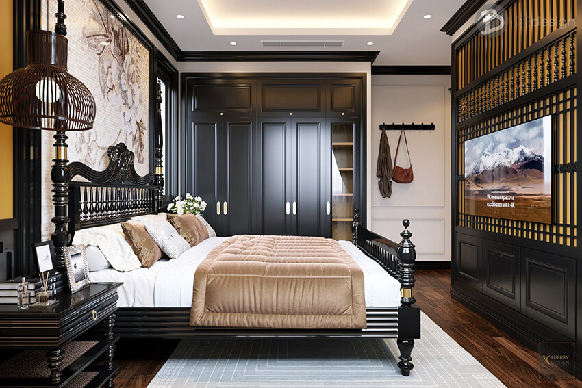 Nội thất phòng ngủ phong cách Đông Dương Indochine Style Sang Trọng