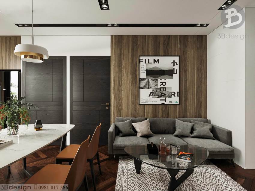 Mẫu thiết kế nội thất căn hộ chung cư 45m2 phong cách hiện đại