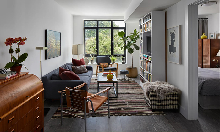 Thiết kế nội thất chung cư đẹp, đơn giản với gam màu sáng - tối tương phản