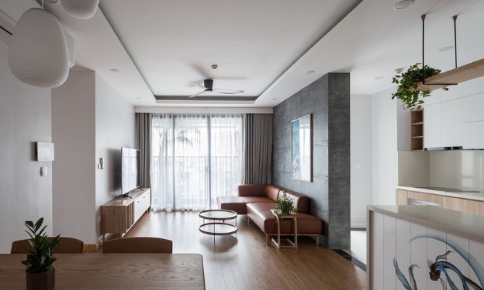 Thiết kế chung cư phong cách tối giản với nội thất tông trầm