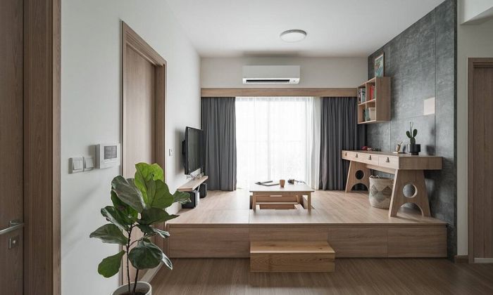 Thiết kế nội thất chung cư tối giản kết hợp cây xanh