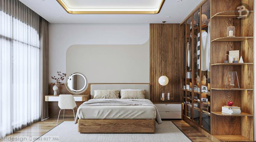 Không gian phòng ngủ bố mẹ sử dụng gỗ tự nhiên