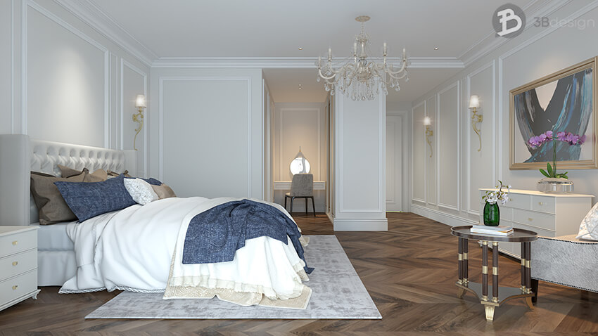 Mẫu nội thất phòng ngủ phong cách chuyển tiếp Transitional Style đẹp