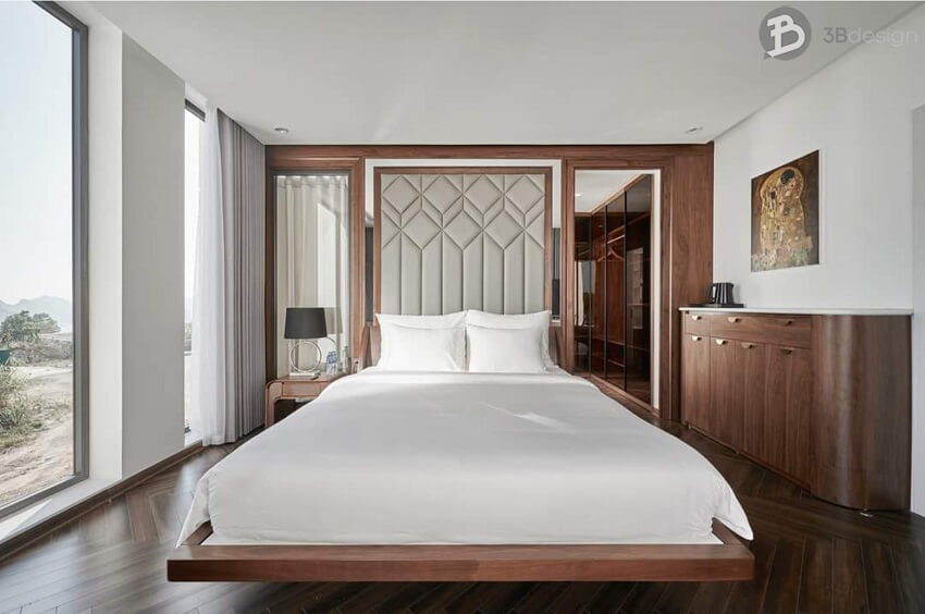 Phòng ngủ với nội thất gỗ tự nhiên đẹp sang trọng