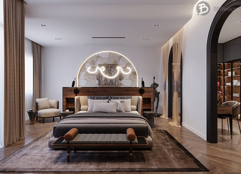 Mẫu nội thất phòng ngủ phong cách đông dương Indochine đẹp sang trọng