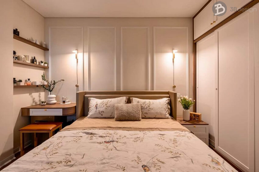 Mẫu thiết kế nội thất phòng ngủ chung cư phong cách châu Âu đẹp sang