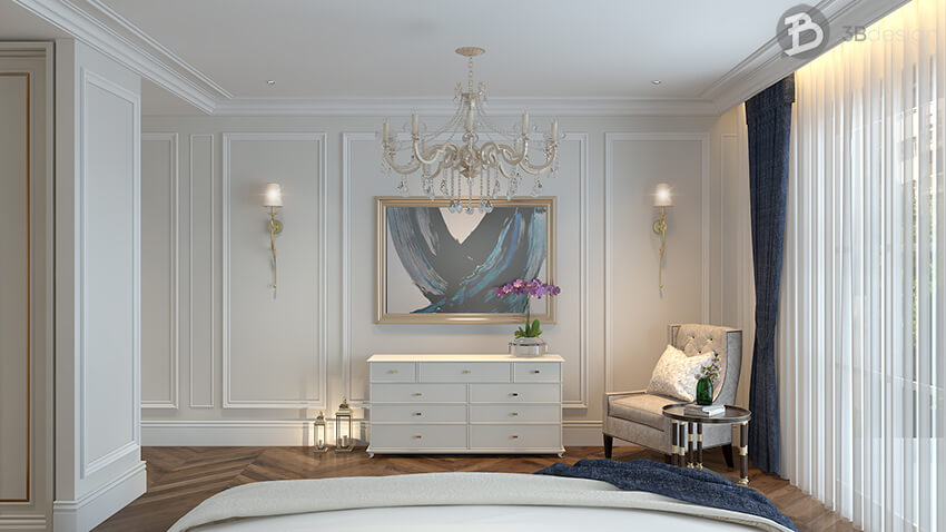 Thiết kế nội thất phòng ngủ phong cách chuyển tiếp (Transitional style)