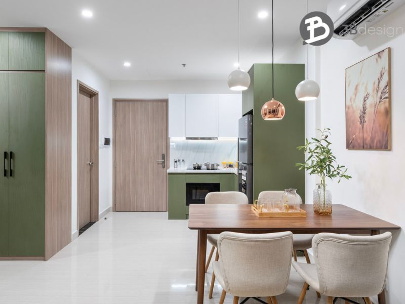 Mẫu thiết kế phòng ăn tích hợp với nhà bếp là giải pháp hoàn hảo cho căn hộ chung cư 
