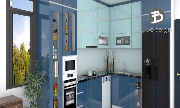 Tủ bếp Acrylic chữ L An Cường đẹp