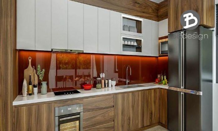 Tủ bếp gỗ kết hợp Acrylic hot nhất 2023