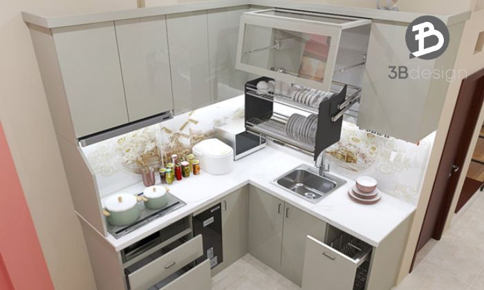 Tủ bếp nhựa Acrylic đẹp cho chung cư