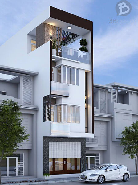 thiết kế nhà phố 4 tầng tiết kiệm và tối ưu diện tích sử dụng đất