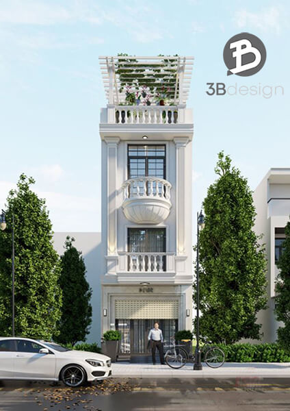 Mẫu thiết kế nhà phố diện tích 50m2 xây dựng 4 tầng phong cách tân cổ điển