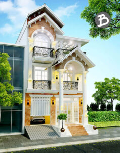 Mẫu thiết kế nhà phố phong cách tân cổ điển tích hợp gara ô tô đẹp nhất