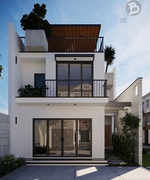 Thiết kế mẫu nhà phố 2 tầng hiện đại phong cách tối giản đẹp