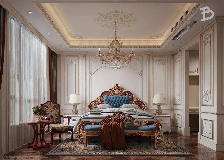 Mẫu thiết kế nội thất phòng ngủ đẹp phong cách cổ điển