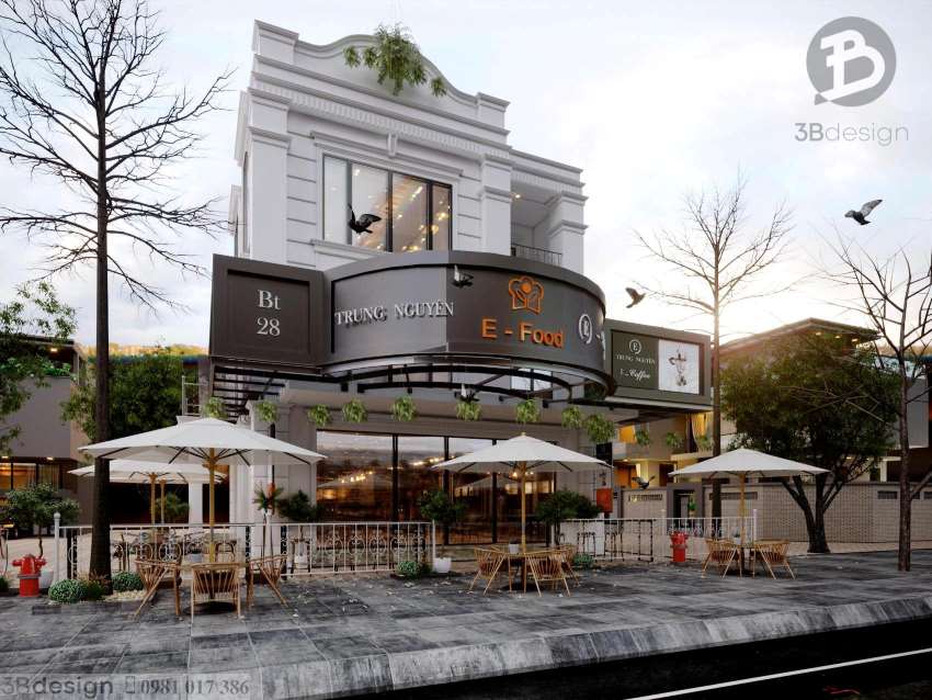 Thiết kế quán cafe thuộc chuỗi nhượng quyền cafe Trung nguyên