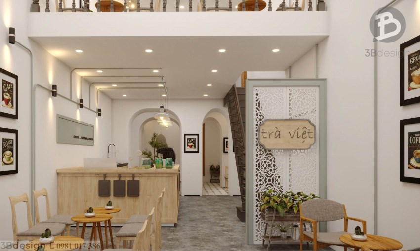 Thiết kế nội thất quán cafe đơn giản và tối giản chi phí