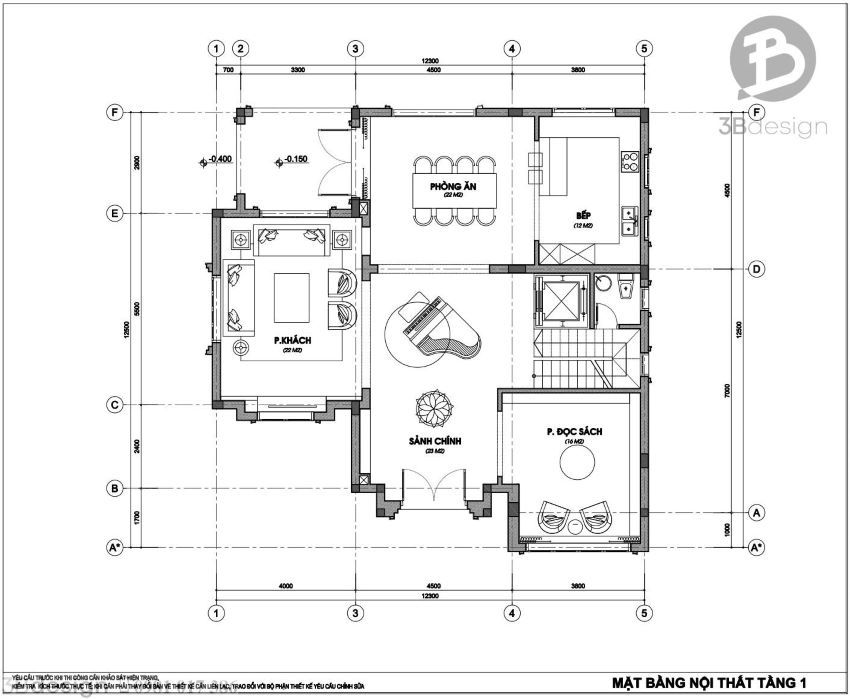 Công năng tầng 1 biệt thự Indochine