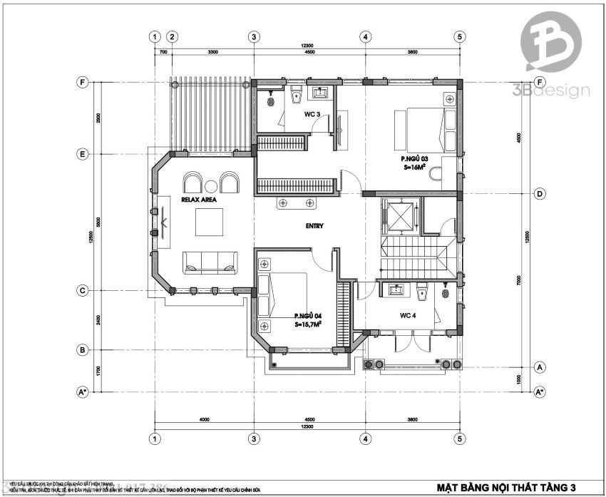 Công năng tầng 3 biệt thự Vinhomes