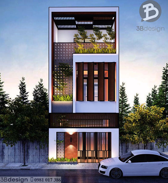 thiết kế nhà phố 3 tầng 1 tum đẹp mới nhất 2024