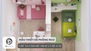 Mẫu thiết kế phòng ngủ chung cho bé trai và bé gái đẹp