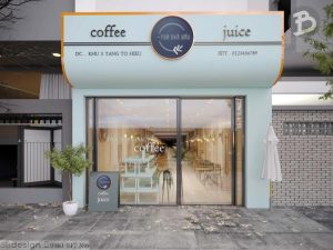 Mẫu thiết kế quán cafe kết hợp trà sữa nhà ống đẹp