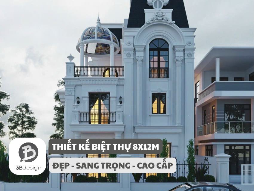 Mẫu thiết kế nhà biệt thự 8x12m đẹp