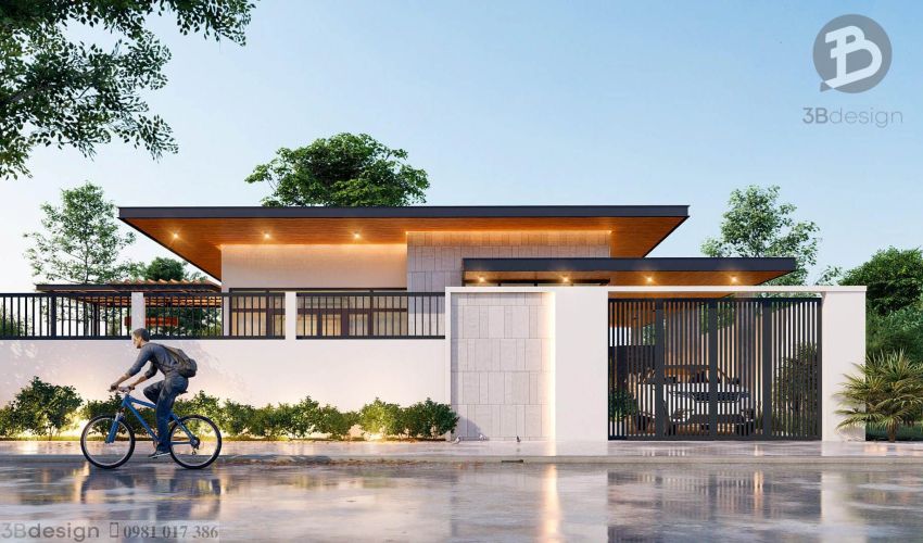 Thiết kế nhà 1 tầng 2 phòng ngủ