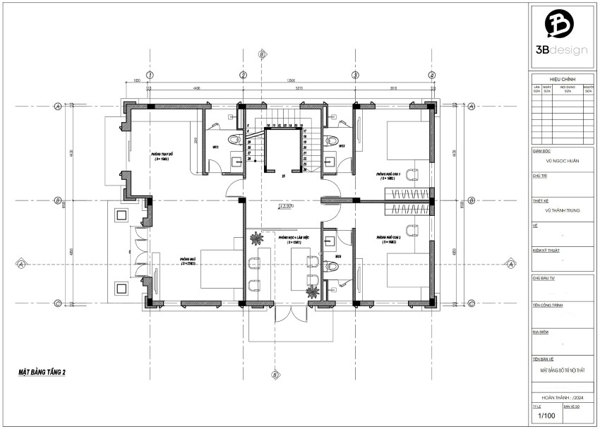 Bản vẽ tầng 2 biệt thự