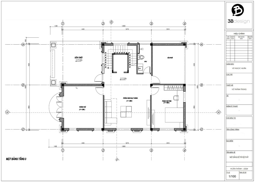 Bản vẽ tầng 3 biệt thự