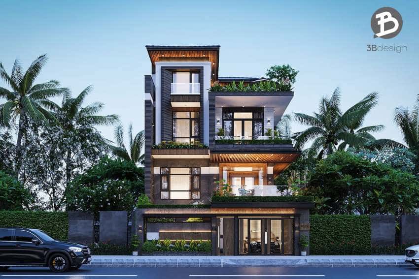 Biệt thự 4 tầng mái Nhật