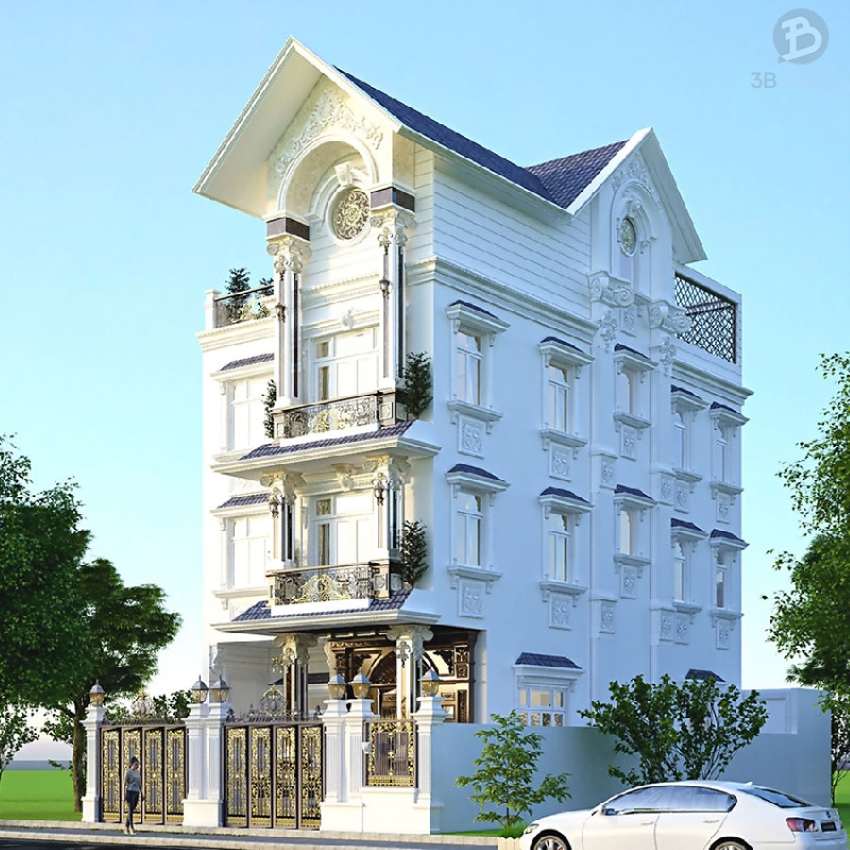 Biệt thự 4 tầng mái Thái