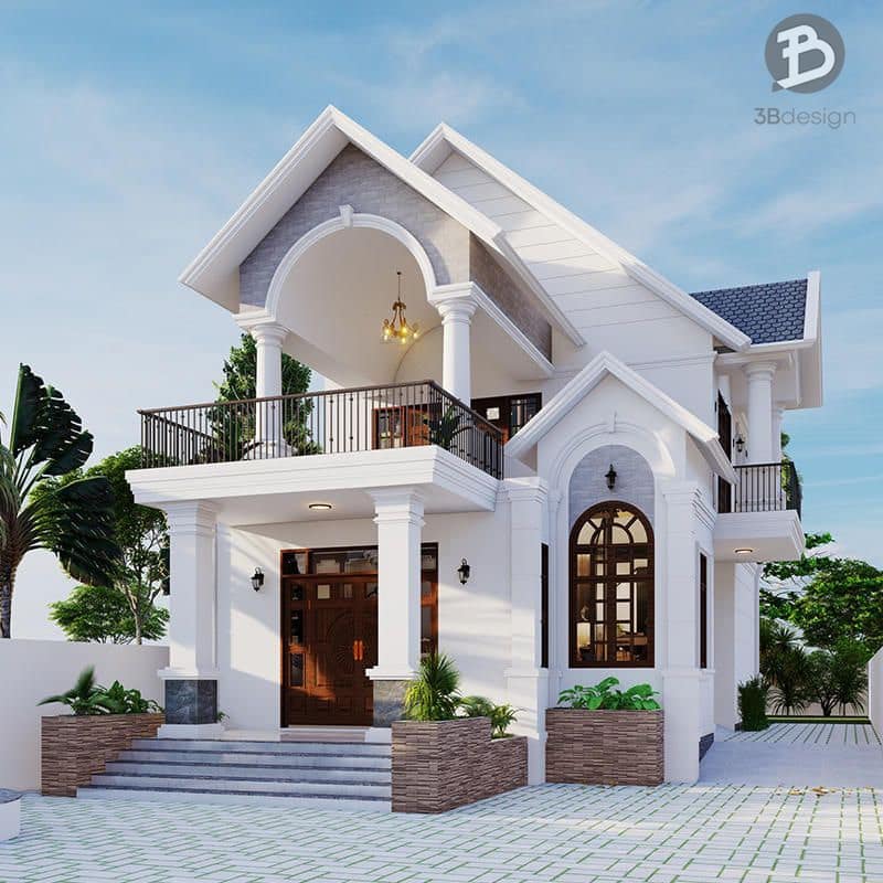 Thiết kế nhà 2 tầng mái Thái đẹp tại Bắc Ninh