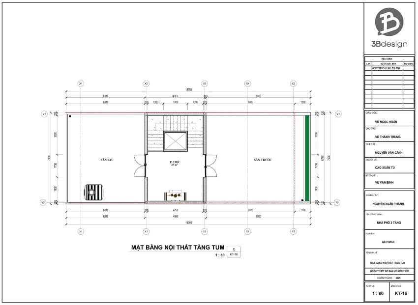 Bản vẽ thiết kế công năng tầng tum