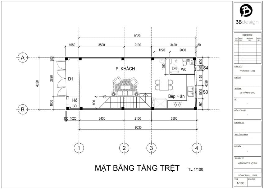 Công năng tầng 1 nhà 40m2
