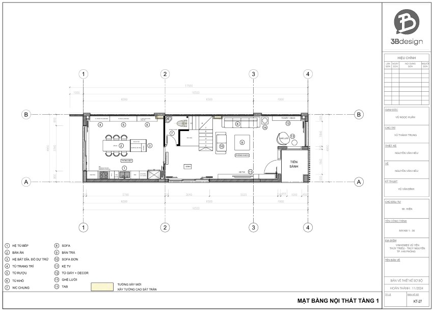 Công năng tầng 1 nhà 5x20m