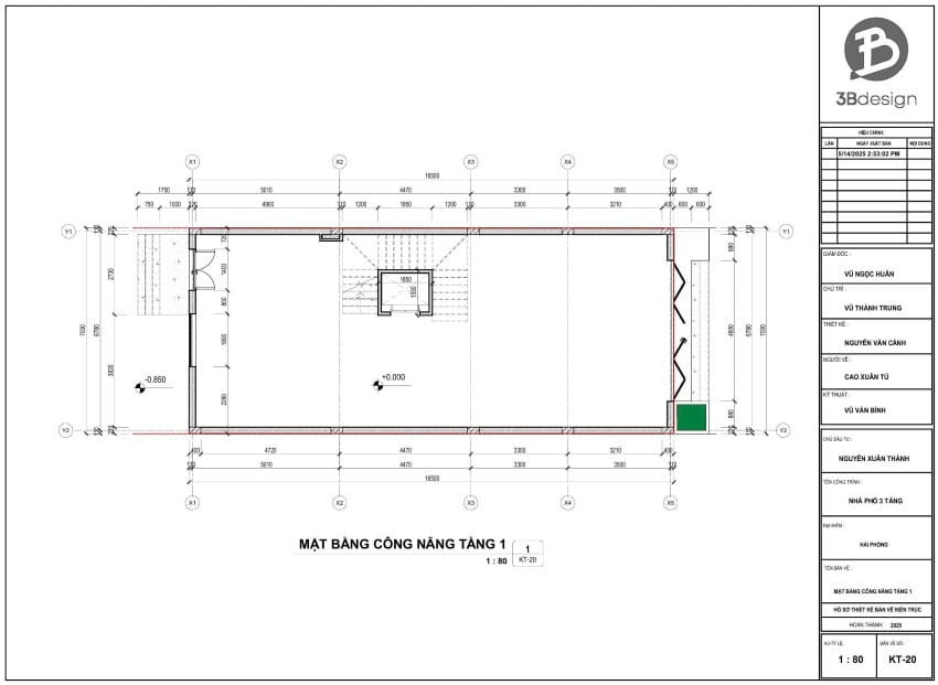 Công năng tầng 1 nhà 7x20m