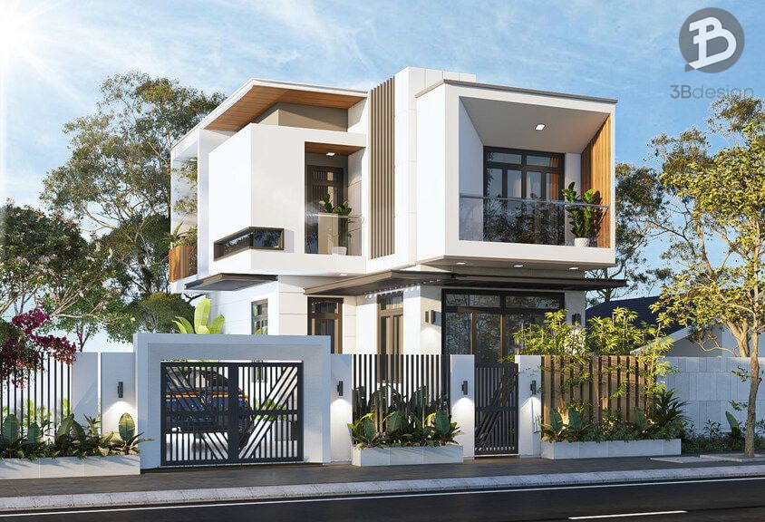 Mẫu nhà 2 tầng phong cách hiện đại thông minh