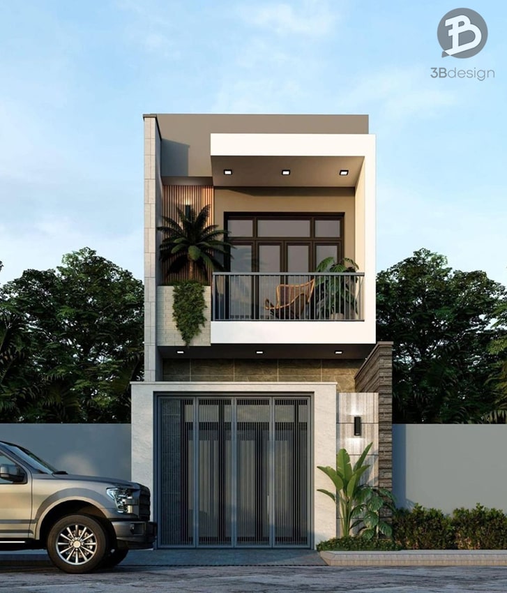 Mẫu thiết kế nhà 2 tầng mặt phố đẹp