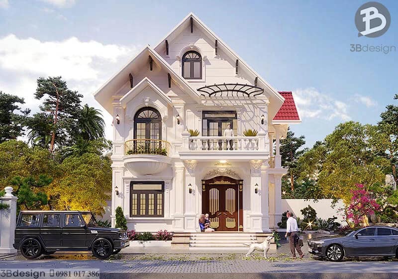 Mẫu nhà 2 tầng tân cổ điển mái thái sang trọng thiết kế bởi 3B Design