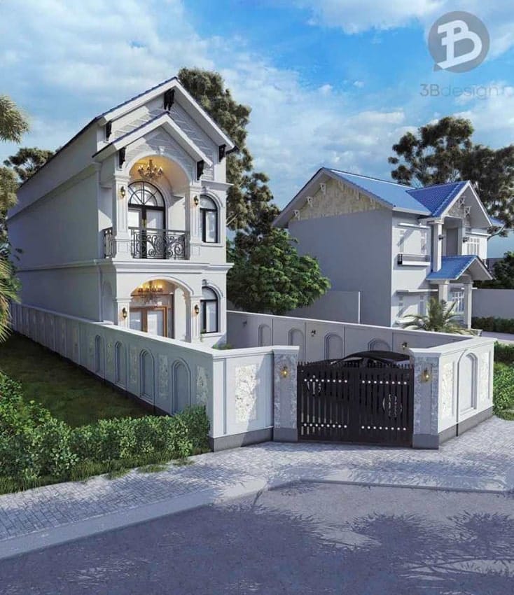 Mẫu nhà ống 2 tầng tân cổ điển đẹp hiện đại