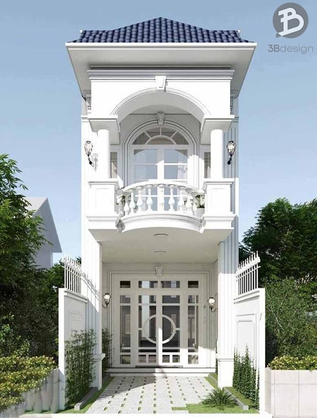Thiết kế nhà tân cổ điển 2 tầng mái Nhật thanh thoát