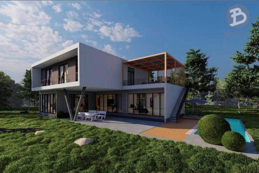 Mẫu nhà vườn 2 tầng phong cách hiện đại