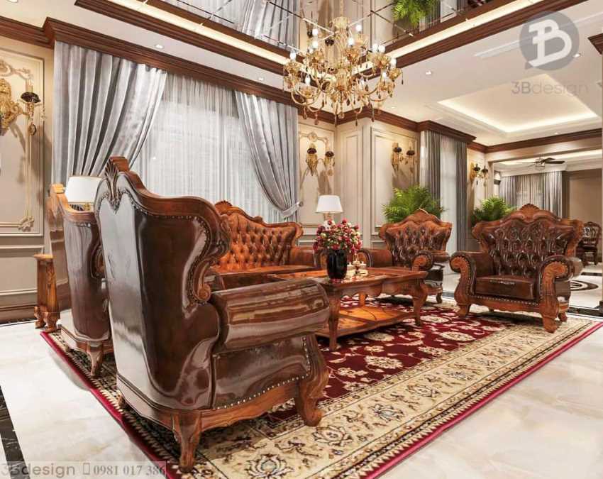 Mẫu nội thất phòng khách tân cổ điển đẹp tại Ninh Bình