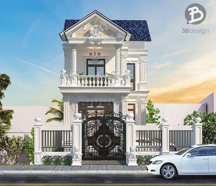 Mẫu thiết kế nhà 2 tầng chữ l tân cổ điển đẹp