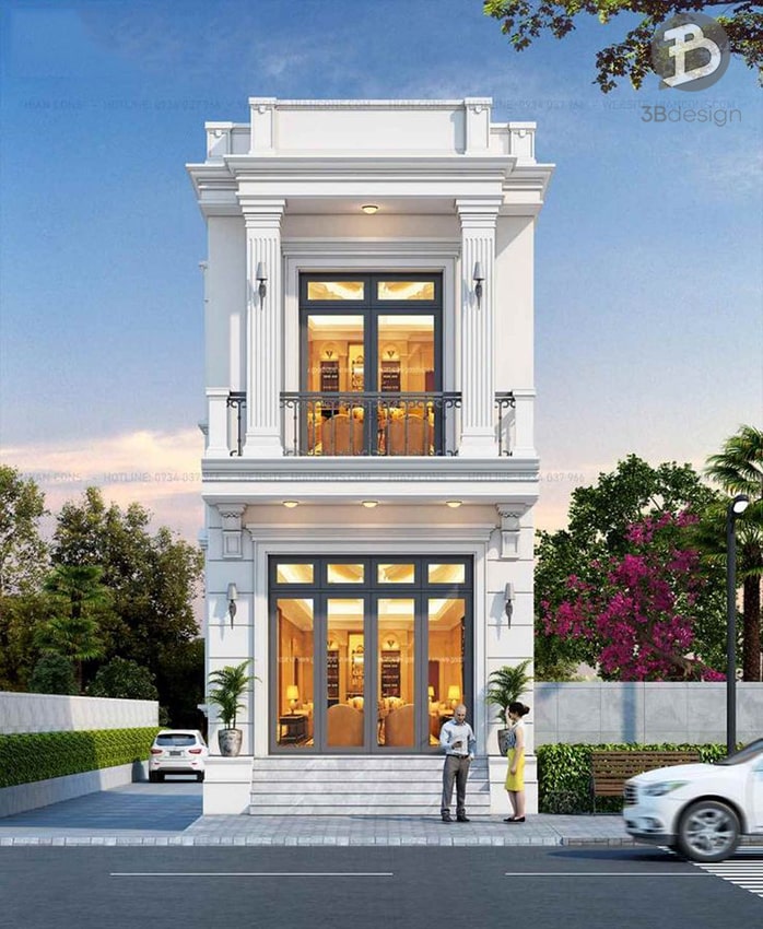 Mẫu thiêt kế nhà ống tân cổ điển 2 tầng tiện nghi