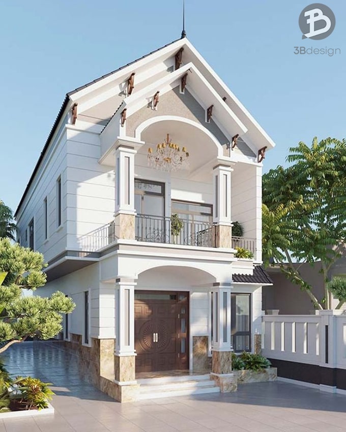 Thiết kế nhà ống tân cổ điển 2 tầng đẹp