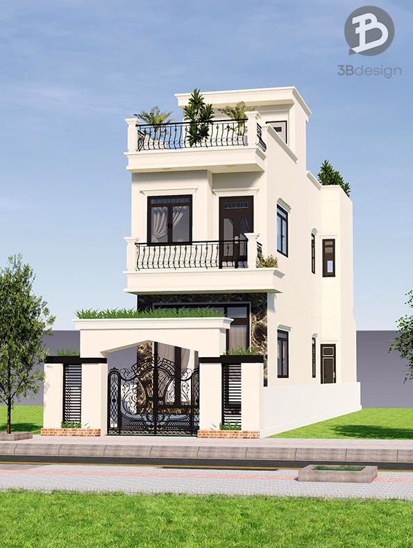 Thiết kế nhà phố tân cổ điển 2 tầng đẹp