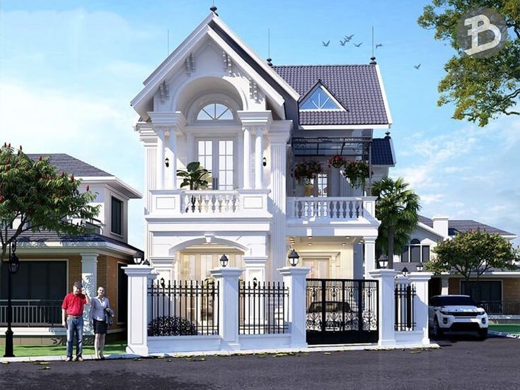 Mẫu thiết kế nhà tân cổ điển 2 tầng 2 mặt tiền đẹp